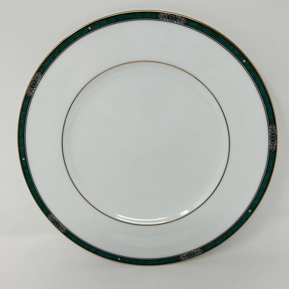 Noritake Emerald Crest 4130 Dinner Plate 10.5” Green Gold White NWT - Picture 9 of 16